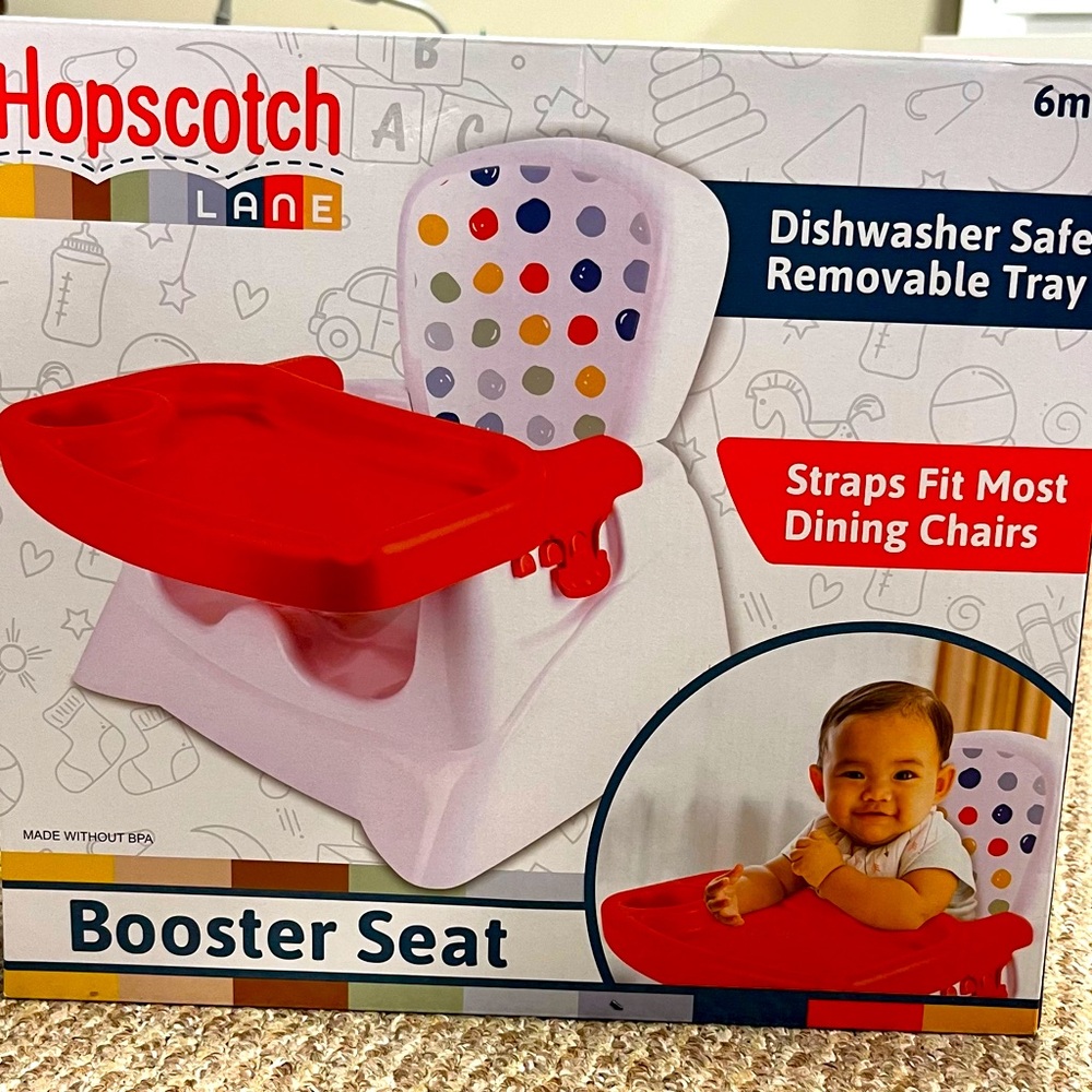 BRAND NEW - never opened- in box Hopscotch Lane booster seat with tray